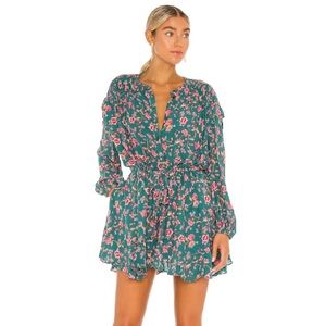Free People Flower Fields Mini Dress Emerald Combo - S